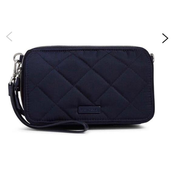 Vera Bradley Handbags - Vera Bradley navy quilted All In One RFID cross body purse